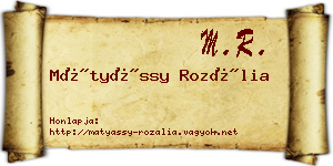Mátyássy Rozália névjegykártya